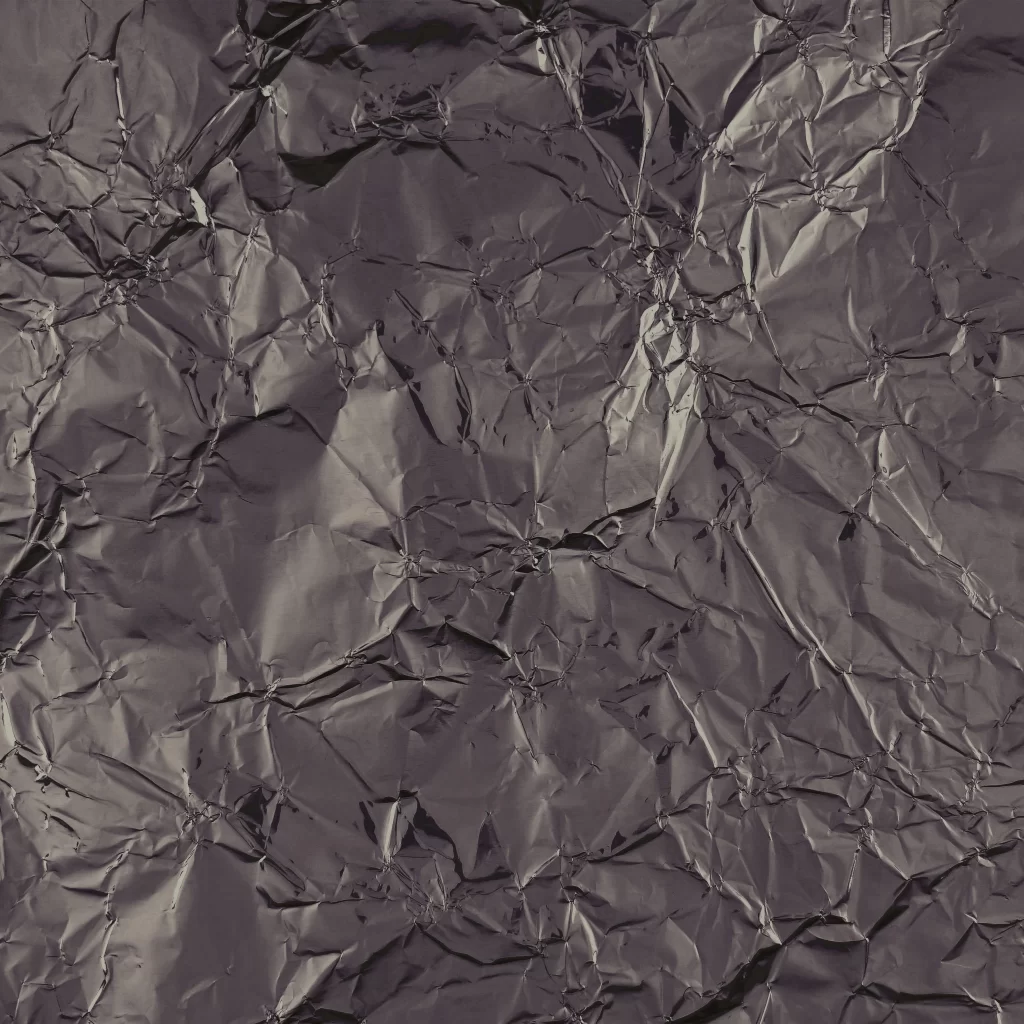 Monochrome Crumpled Metallic Foil Wrinkled Texture