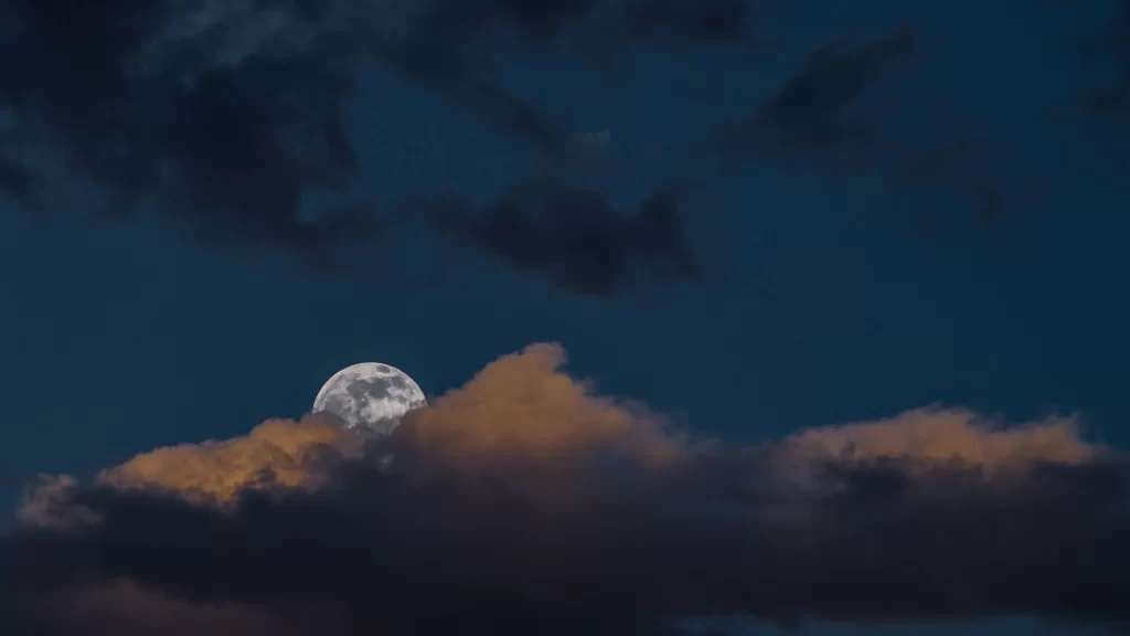 moon clouds sky twilight serene