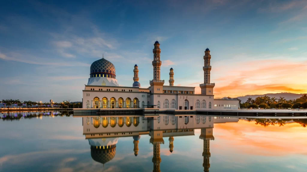 Mosque Sunset Reflection Water Architecture Sky