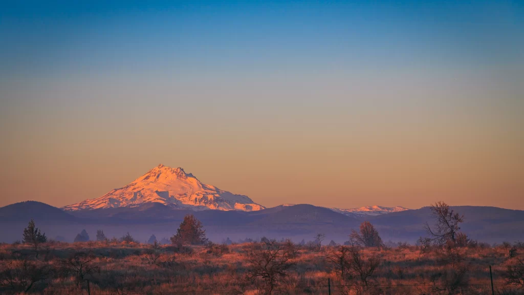 mountain sunset landscape snow sky nature