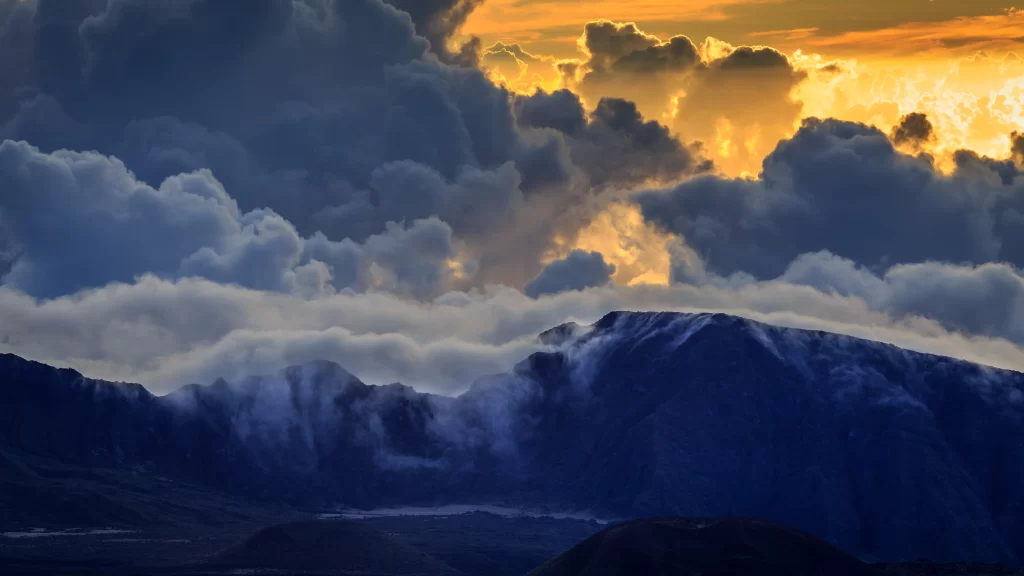 mountains clouds sunset sky landscape
