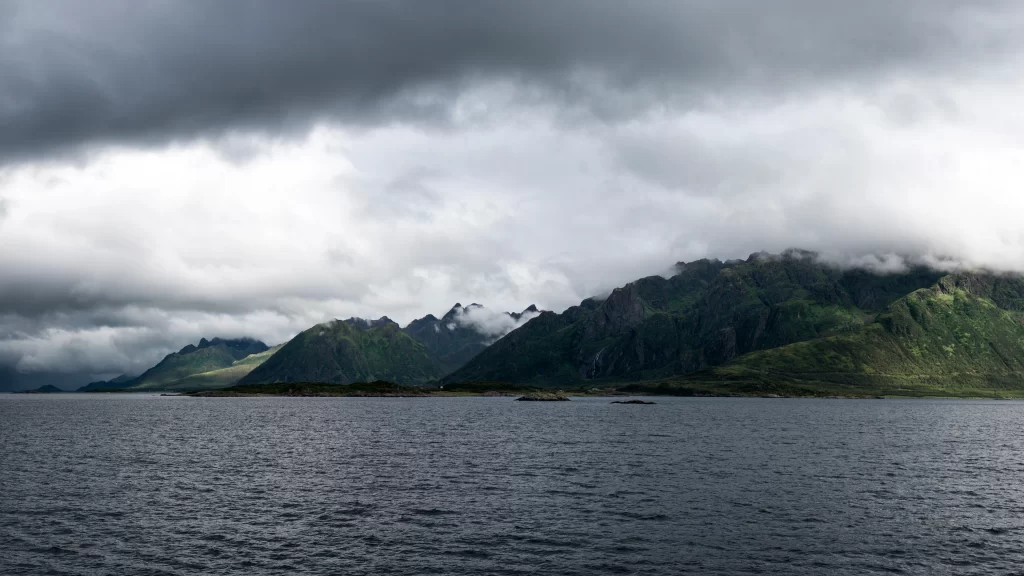mountains clouds water landscape nature scenery