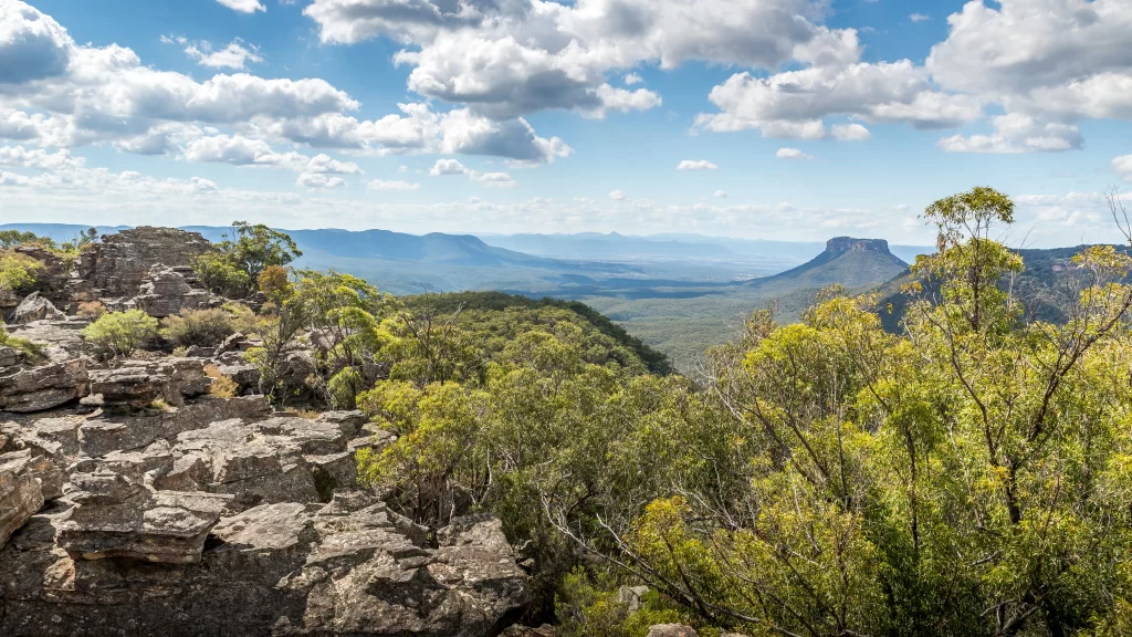 Mountains Forest Sky Clouds Rocky Terrain Natural Landscape