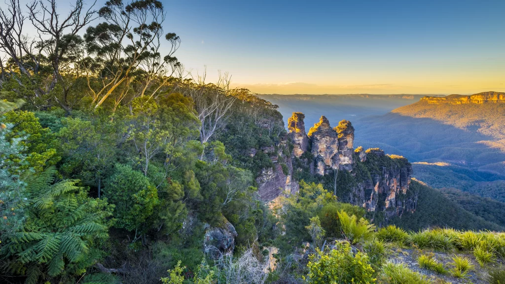 Mountains Forest Sunlight Cliffs Landscape Nature