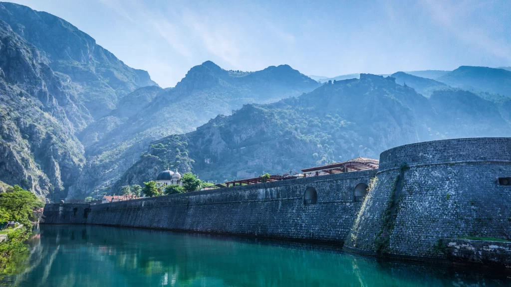 Mountains Fortress River Greenery Architecture Reflection