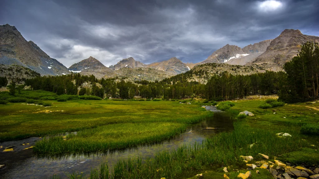 Mountains Greenery River Clouds Landscape Nature