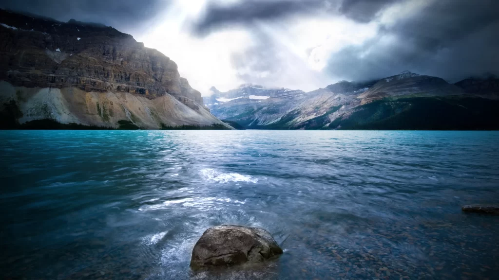 mountains lake water sky clouds sea Landscape