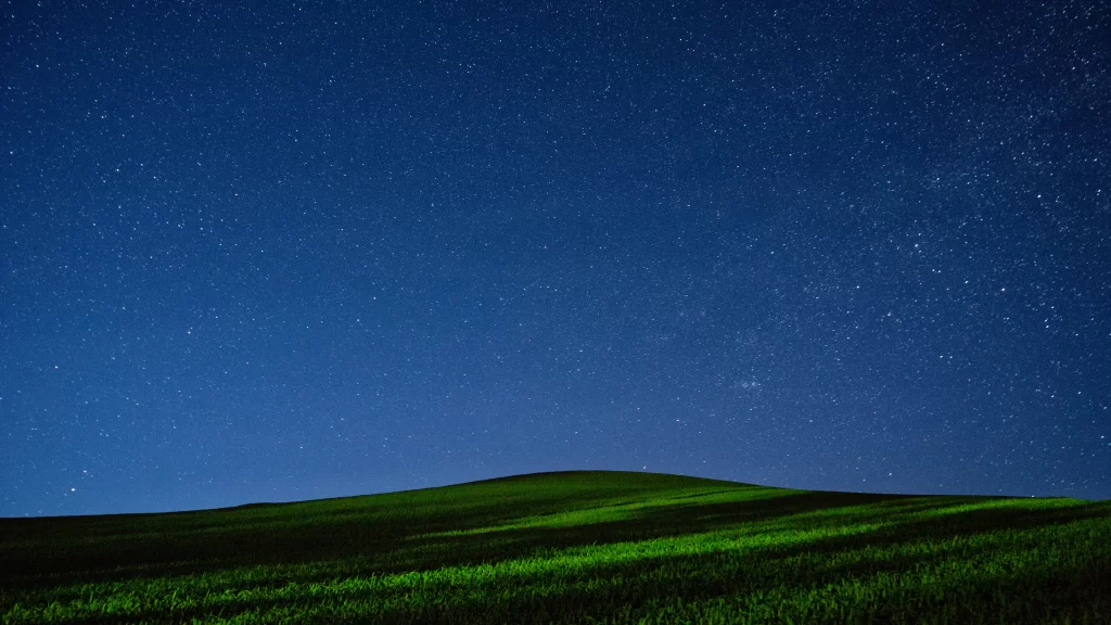 night sky stars grass field