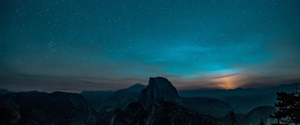 night sky stars mountains landscape serene