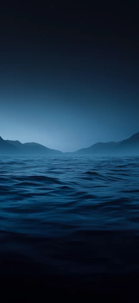 Night Sky Stars Ocean Waves Mountains