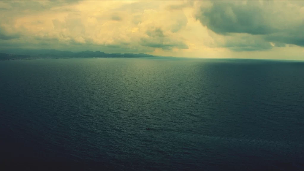 ocean clouds sky horizon water sunlight