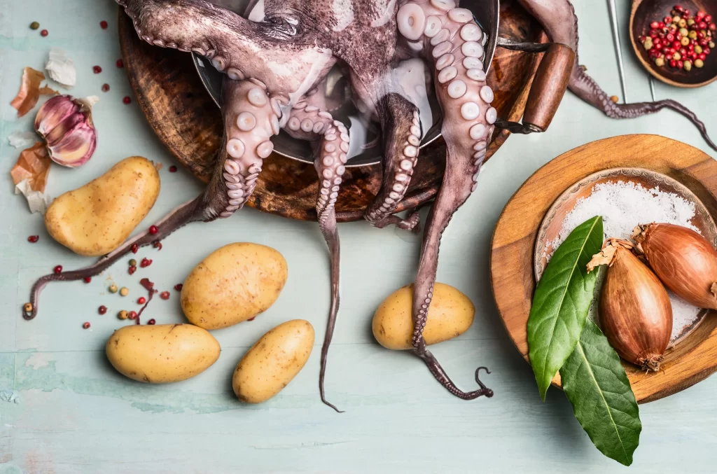 Octopus Whole Fresh Brown Potatoes