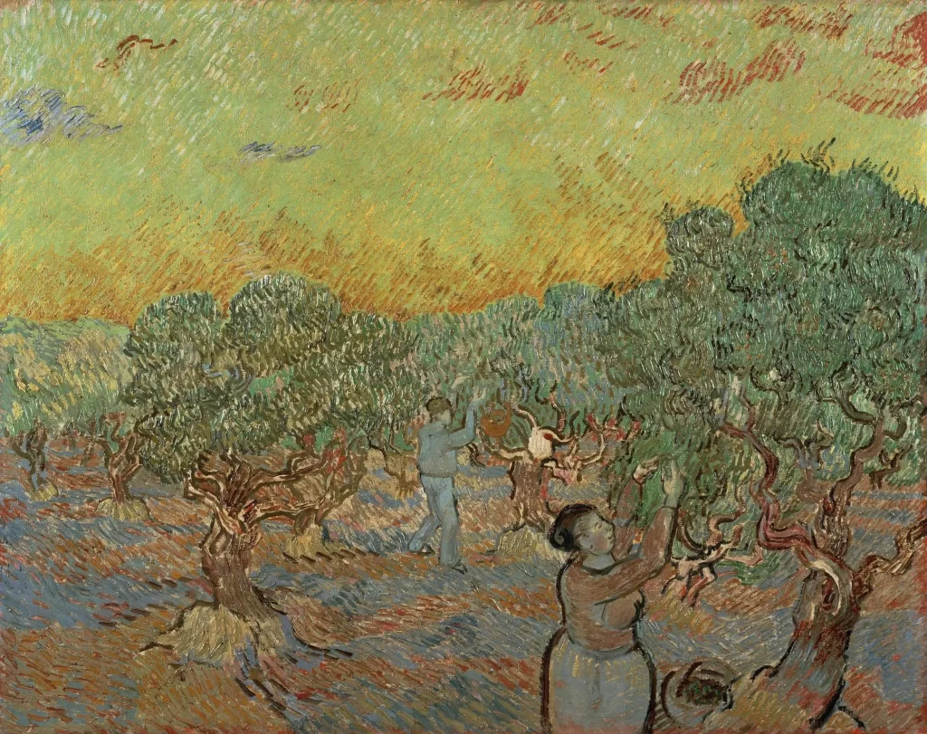 Olive Grove with Picking Figures Van Gogh