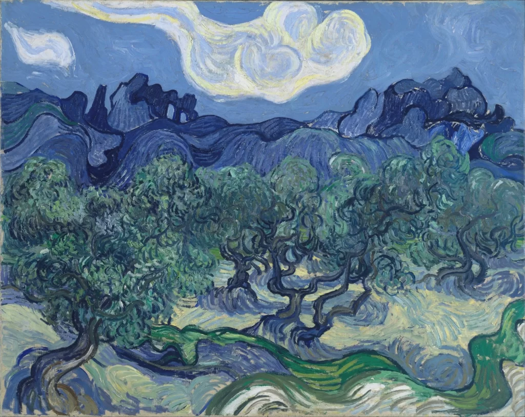 Olive Trees with the Alpilles in the Background Van Gogh