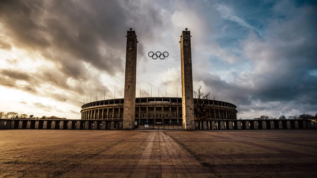 olympics stadium architecture clouds sky