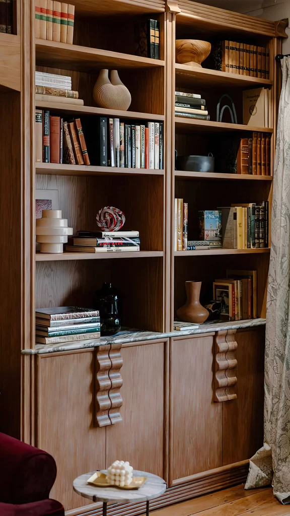 Organic Modern Light Oak Bookcase Display