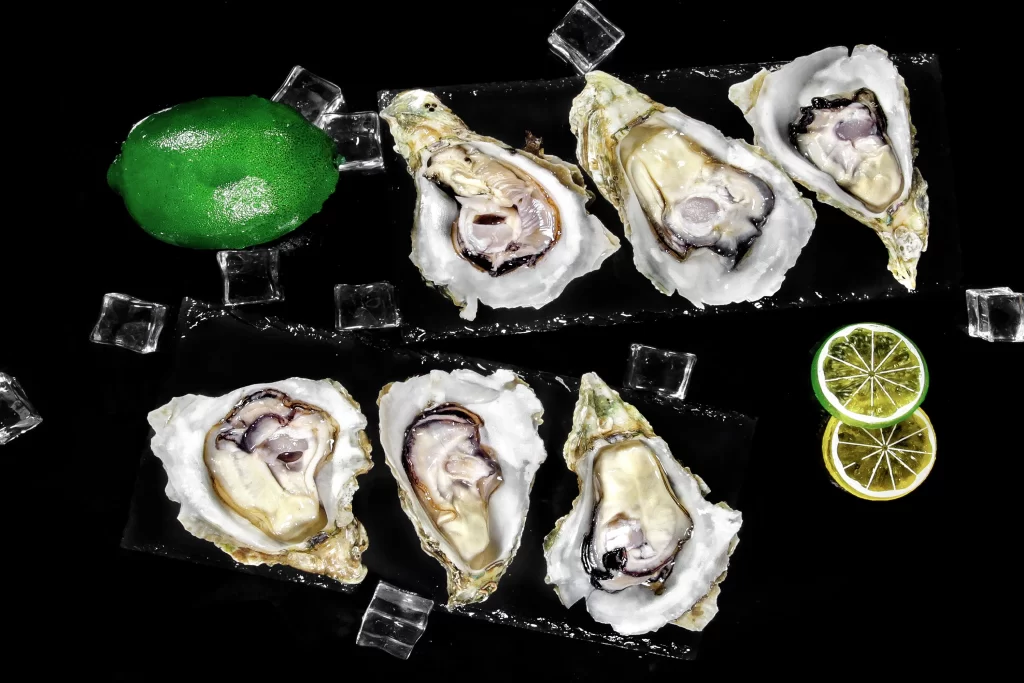 Oysters Fresh Shucked Ice Lemons