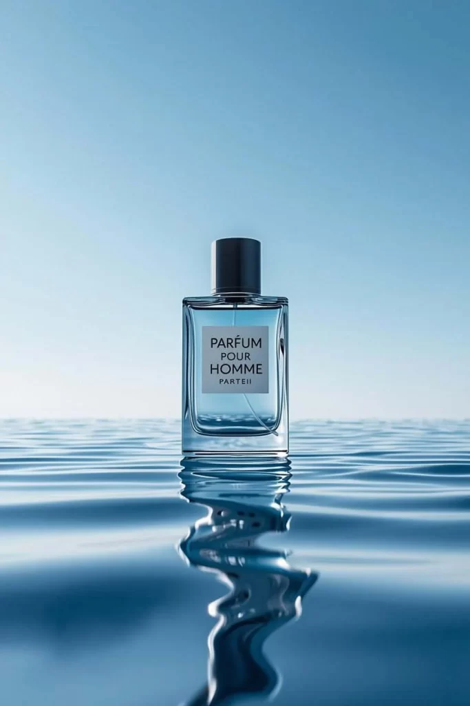 Perfume Bottle Water Reflection Blue