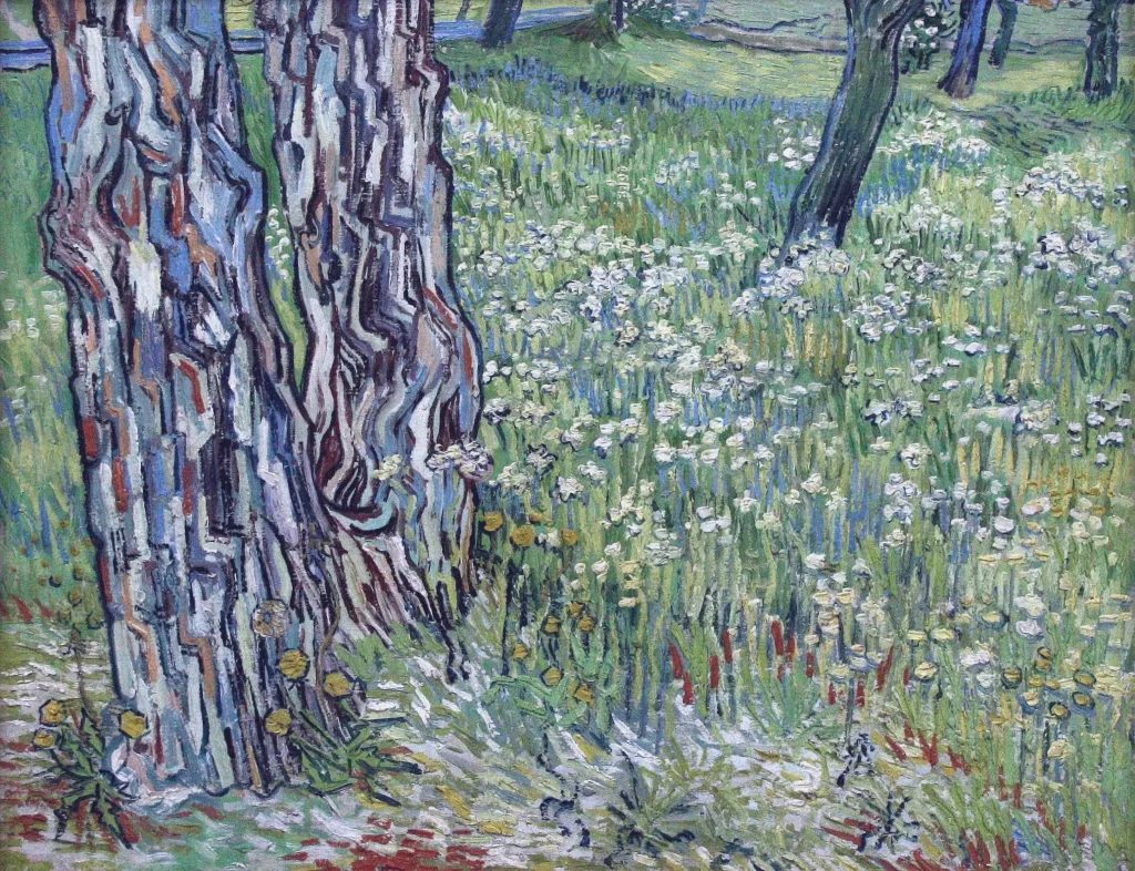 Pine Trees and Dandelions in the Garden of Saint-Paul Hospital Van Gogh
