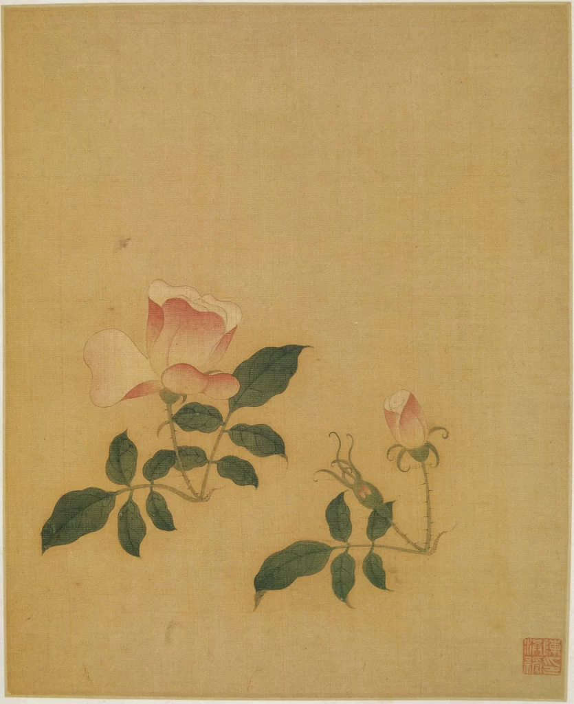Pink Rose Bud Spent Bloom Chen Hongshou