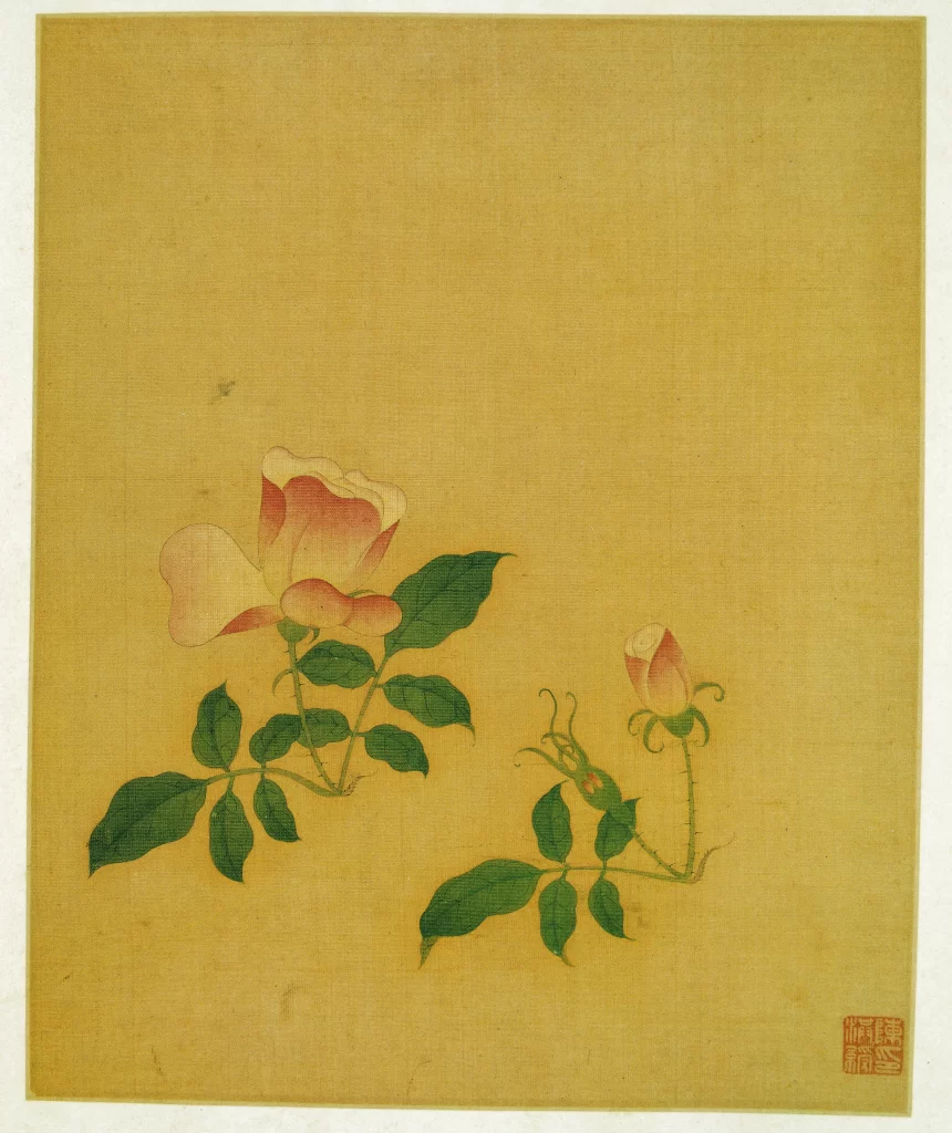 Pink Rose Bud Spent Flower Chen Hongshou