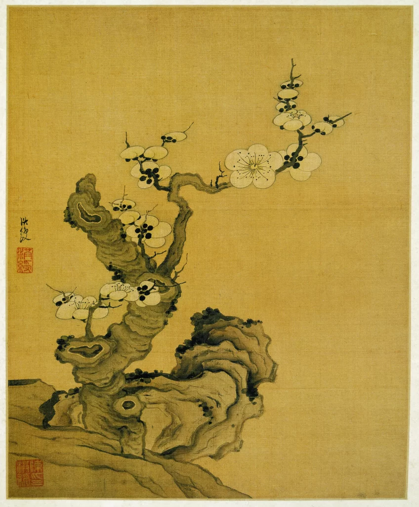 Plum Blossom Taihu Rock Calligraphy Chen Hongshou