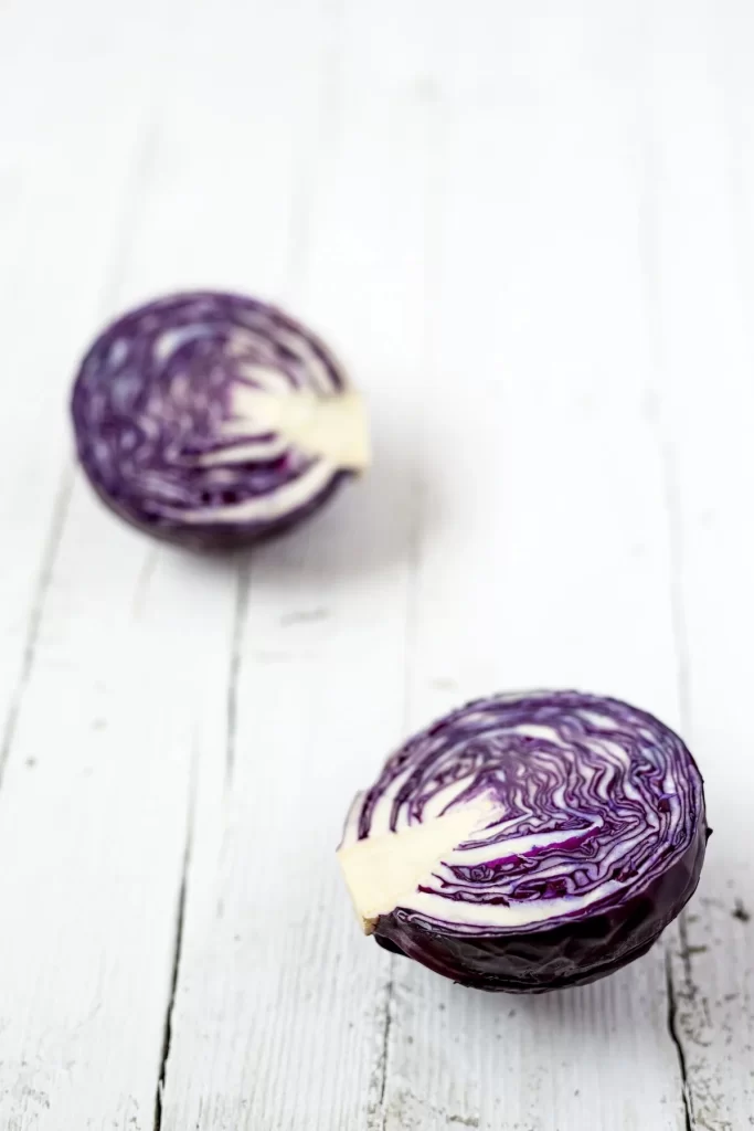 Purple Cabbage Halves Colorful Layers
