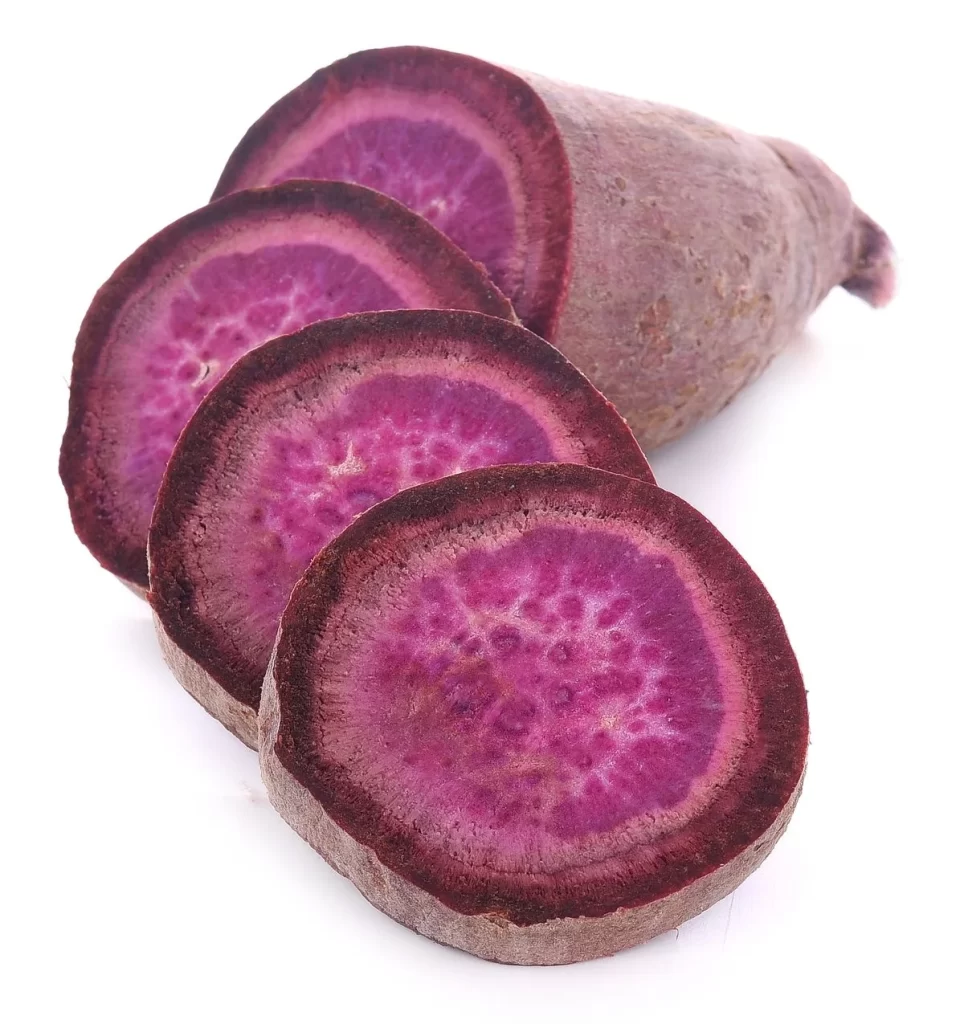 Purple Sweet Potato Deep Purple Color Sliced