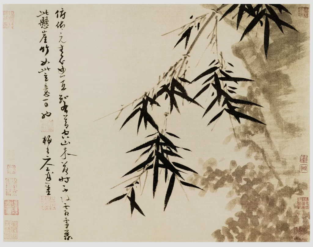 Rain Bamboo Drooping Leaves Heavy Ink Wu Zhen
