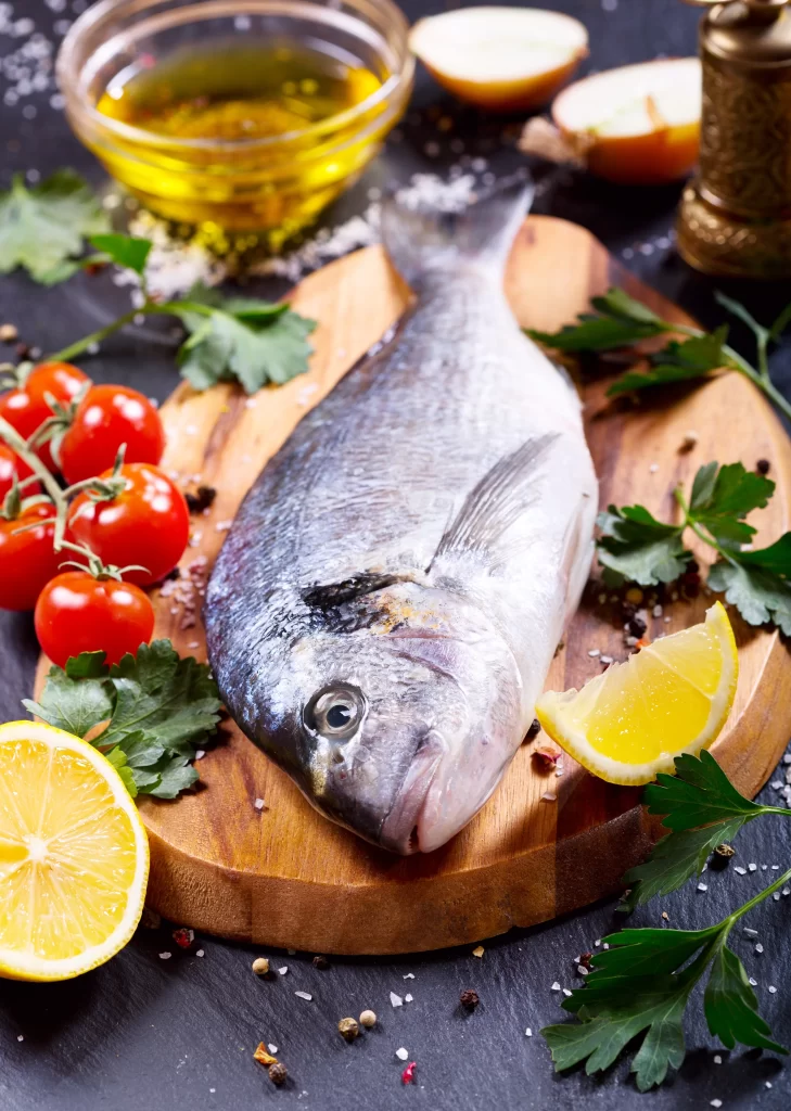 Raw Fish Fresh Ingredients Colorful Garnish