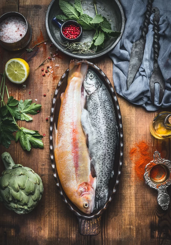 Raw Fish Fresh Ingredients Colorful Spices