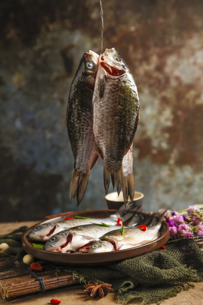 Raw Fish Whole Natural Color Rustic Background