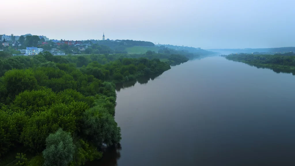 river nature trees landscape water sky