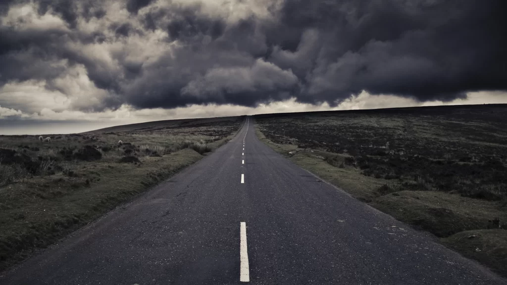 road clouds landscape horizon nature journey