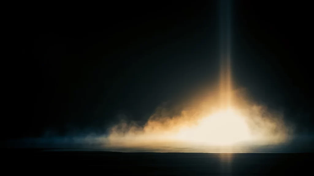 rocket launch explosion smoke fire night sky