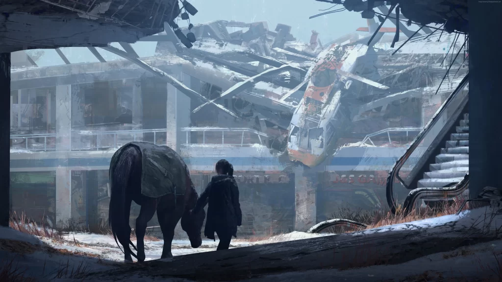 ruins horse destruction aftermath desolation survival