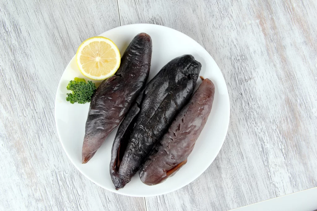 Sausage Dark Brown White Plate Lemon