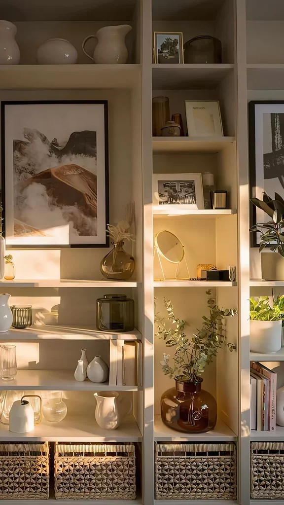 Scandinavian White Bookshelf With Natural Decor