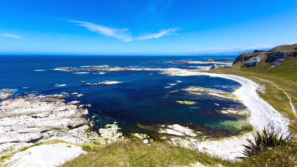 Seaside Rocky Coast Blue Sky Ocean Greenery