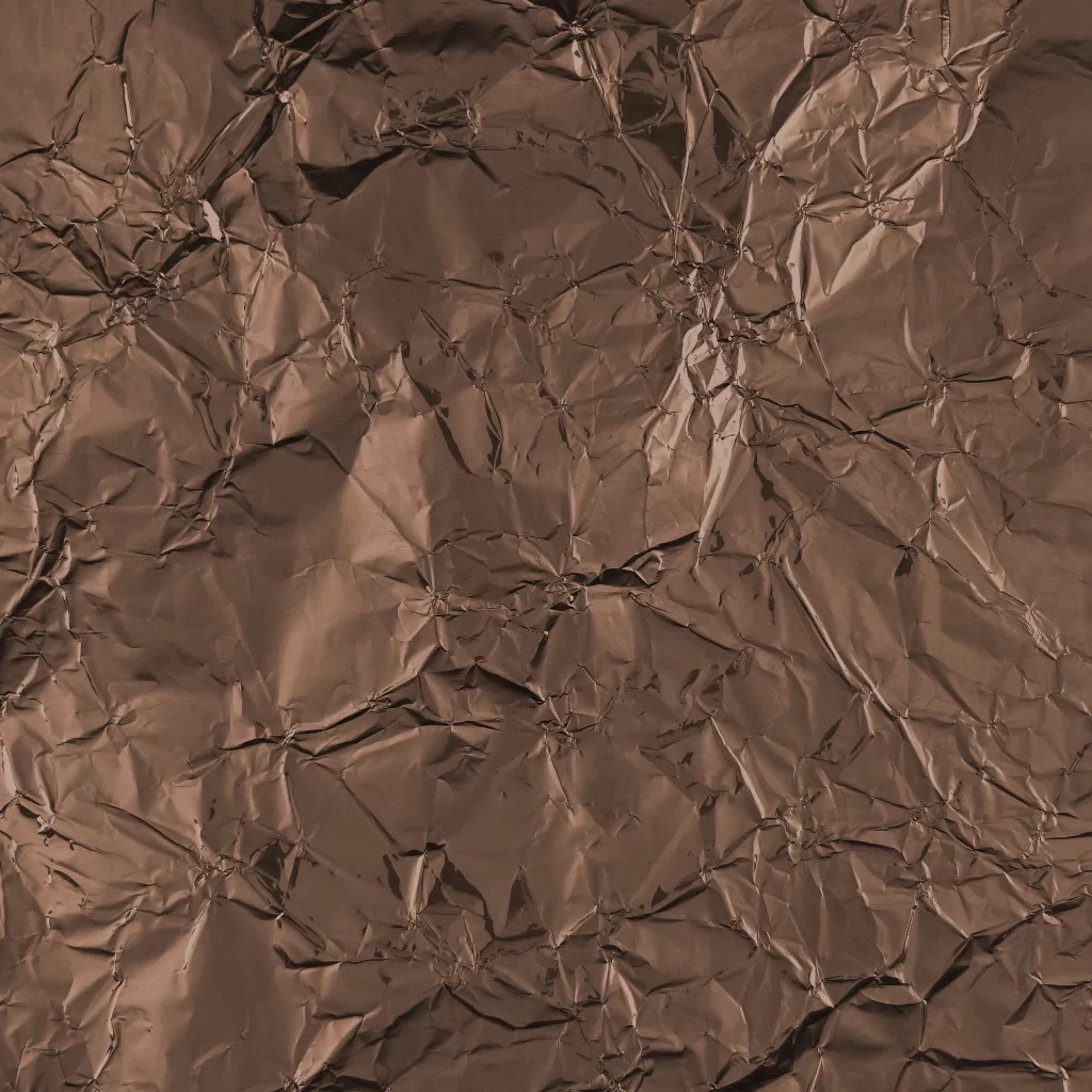 Sepia Brown Crumpled Metallic Foil Wrinkled Texture
