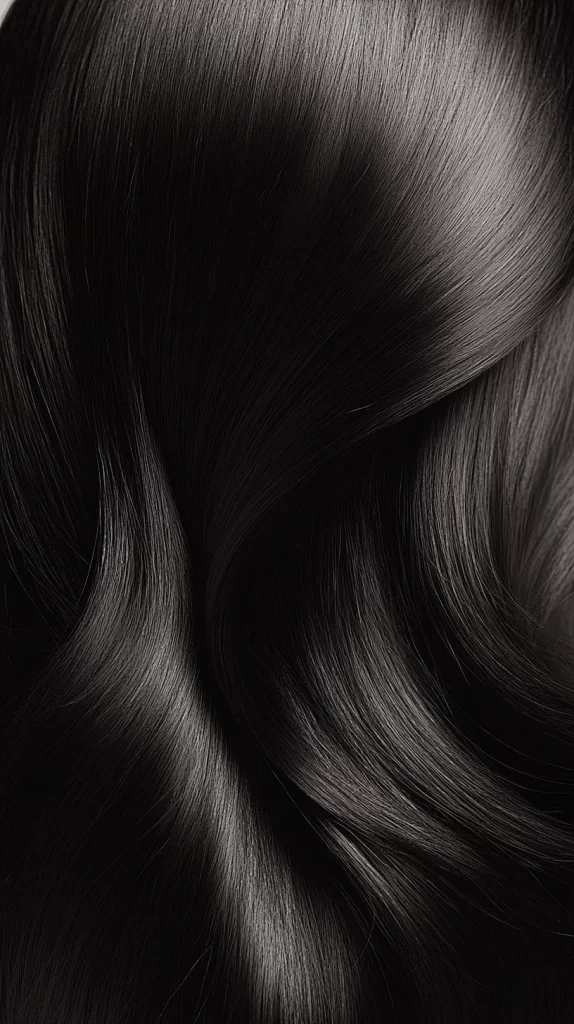 Shiny Black Hair Smooth Shiny Texture