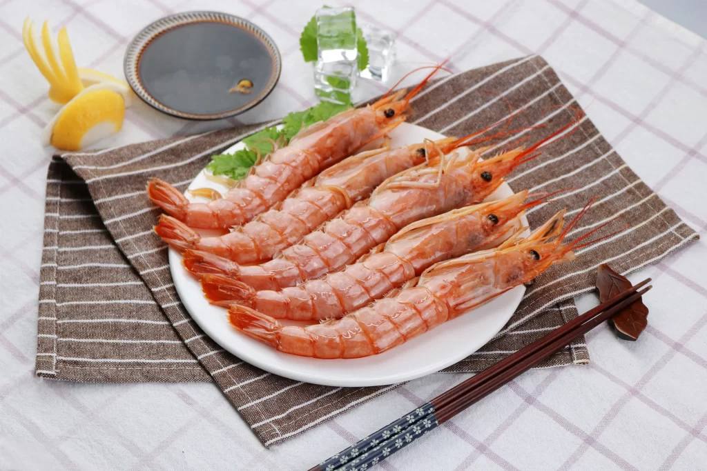 Shrimp Raw Reddish-orange Fresh Green Garnish