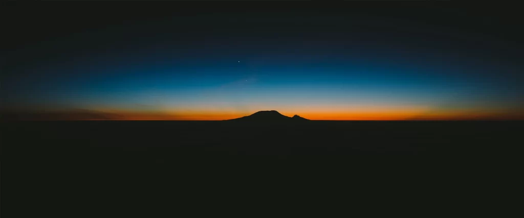 Silhouette Mountain Sunset Sky Gradient Tranquil
