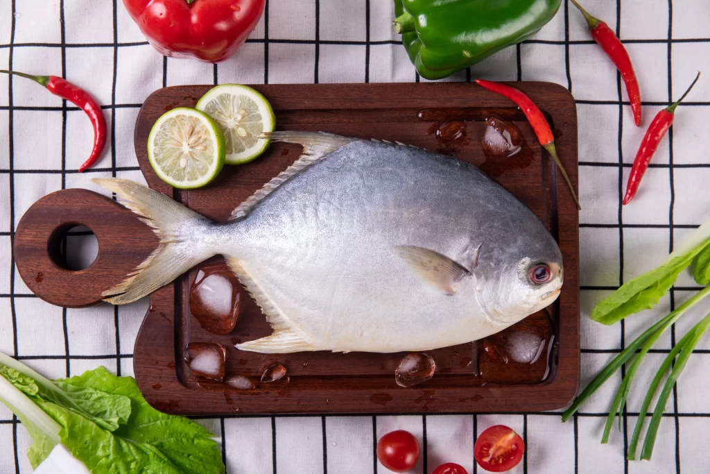 Silver Fish Fresh Ingredients Colorful Vegetables