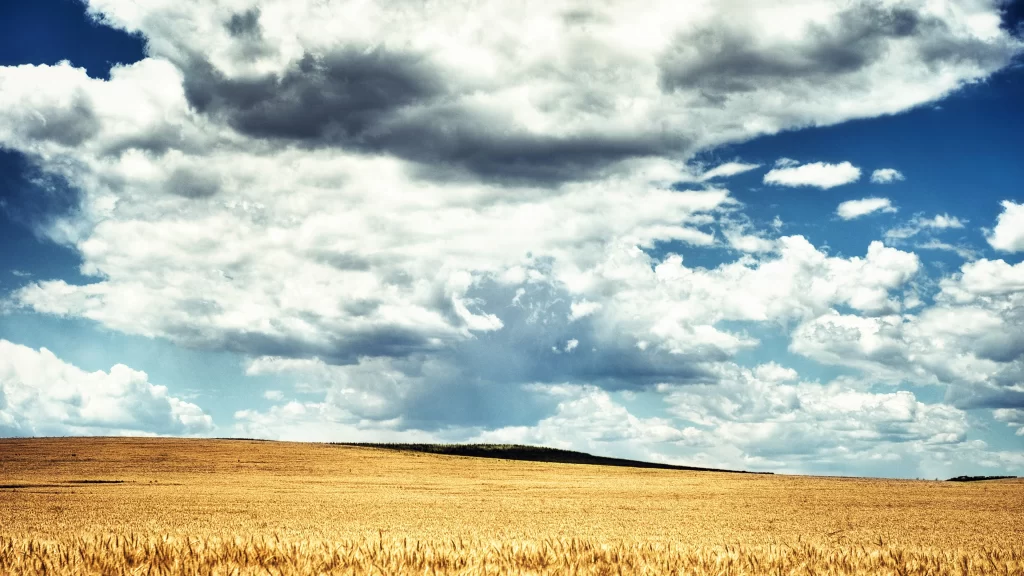 sky clouds field wheat landscape nature