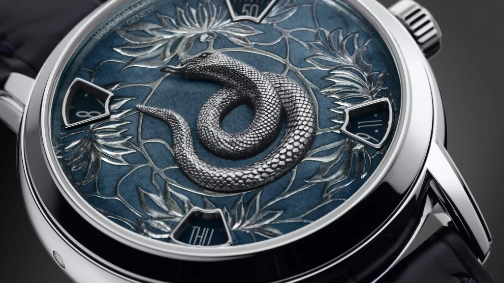 snake watch blue floral design luxury