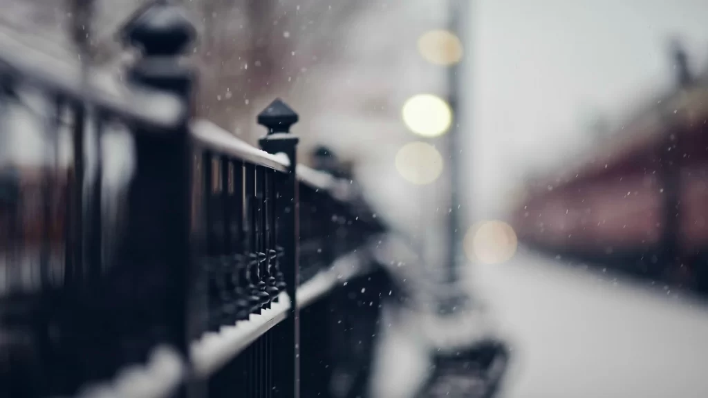 snow fence street light winter