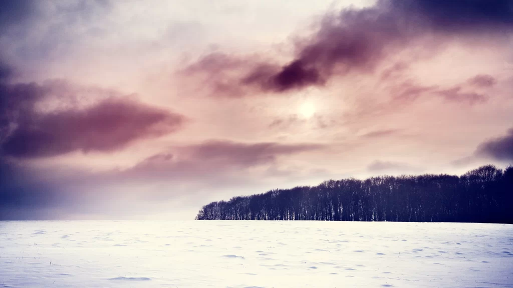 snow landscape trees sky clouds