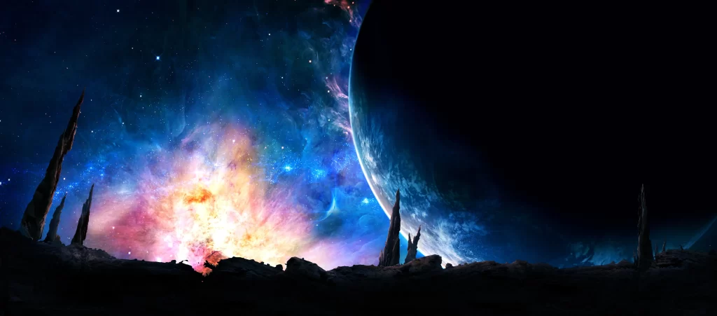 space cosmic nebula planet stars universe galaxy