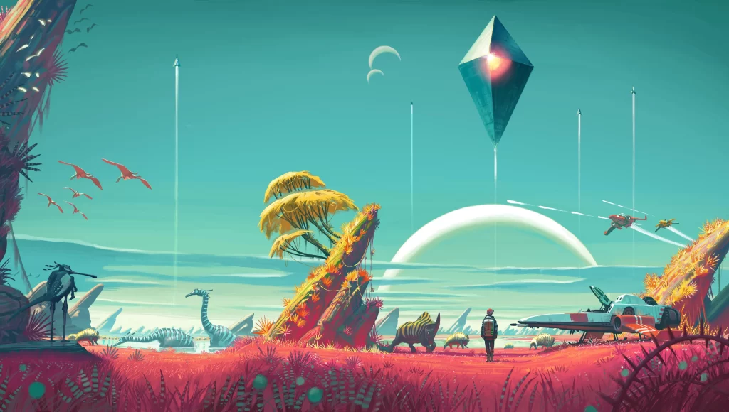 space exploration alien planet futuristic adventure wildlife technology